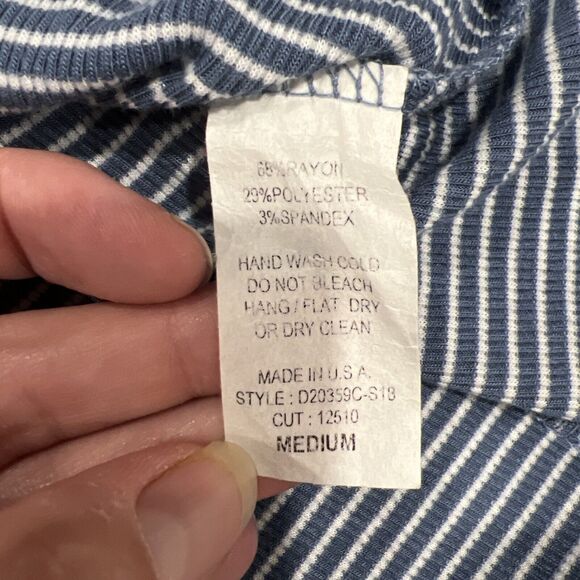 Altar’d‎ State Cold Shoulder Blue Striped Medium Dress Preppy Classic - Picture 8 of 9